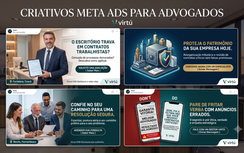 Criativos que convertem no Meta Ads para advogados: o que mostrar e o que evitar